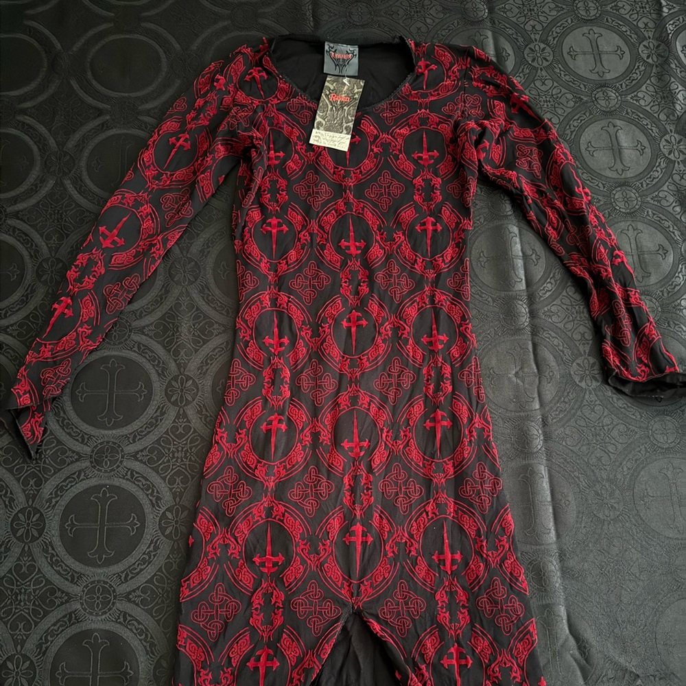 vintage raven dagger long sleeve dress